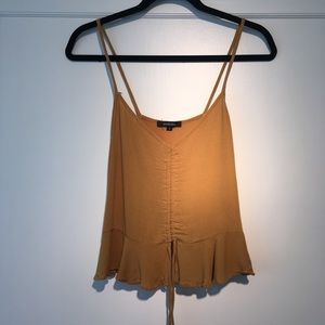 Ambiance dark yellow spaghetti strap blouse (S)